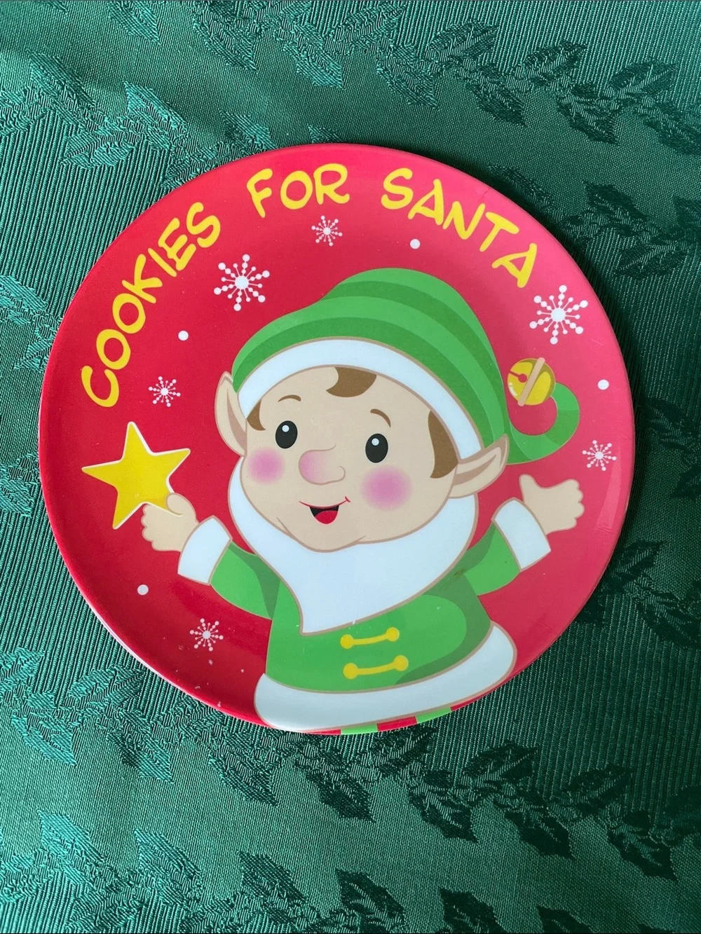 Holiday Santa & Elf Disposable Party Plates and Cups - Red & Green